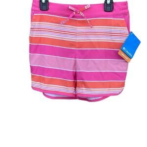 Columbia pink striped boardshorts size girls youth medium NEW